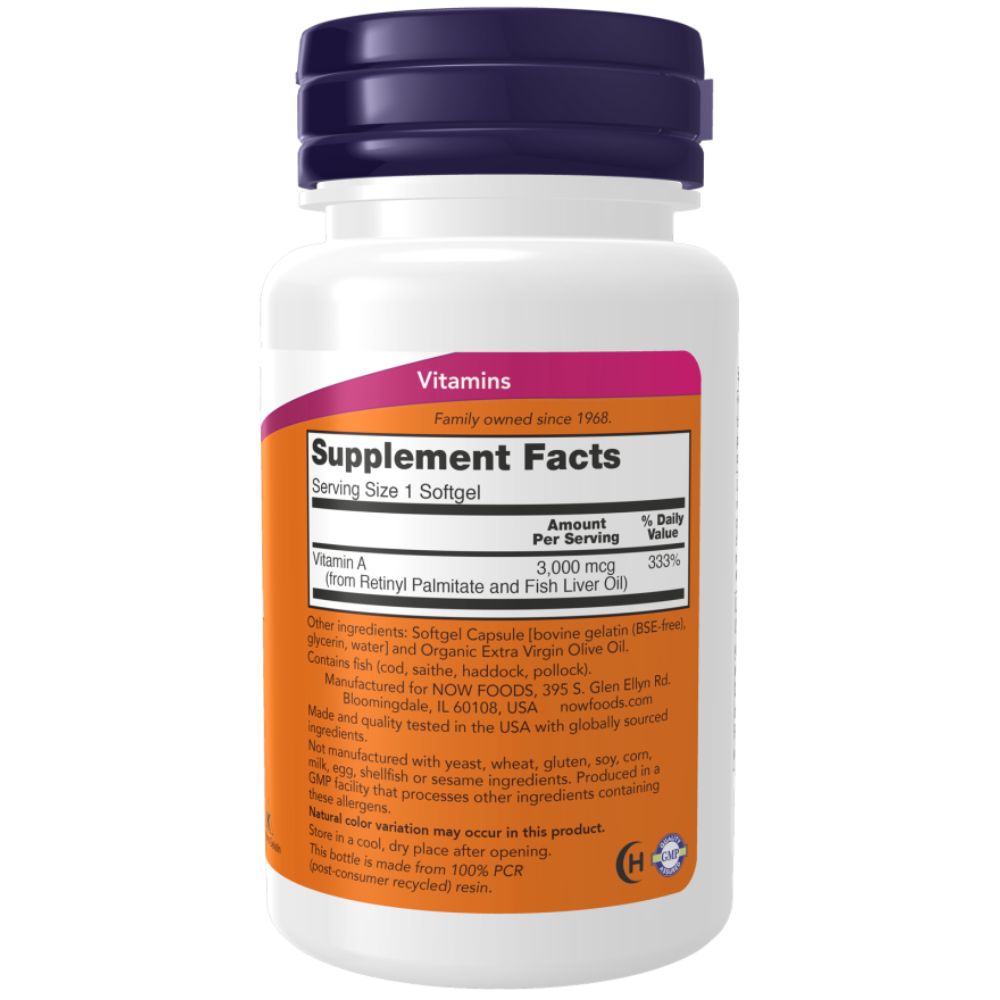 Nowfoods Vitamin A 10.000 IU 3000mcg 100 Softgels