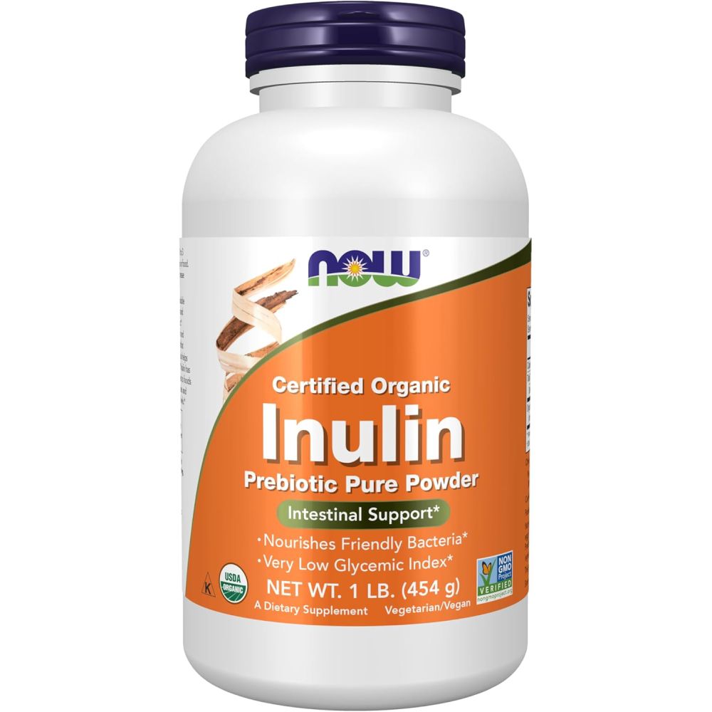 Nowfoods Certified Organic Inulin + Prebiotic Pure Powder Large Size 454g