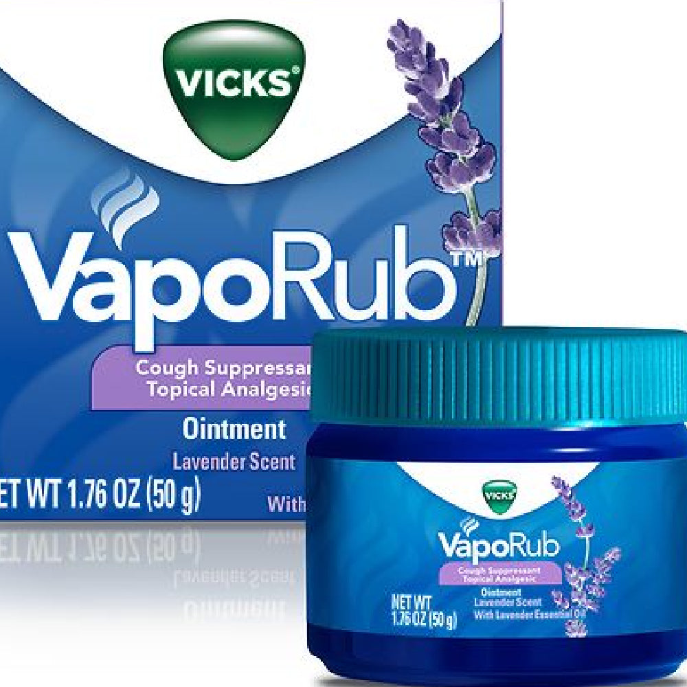 Vicks Vaporub Cough Suppressant Topical Analgesic Ointment With Lavender Essential Oil 50g