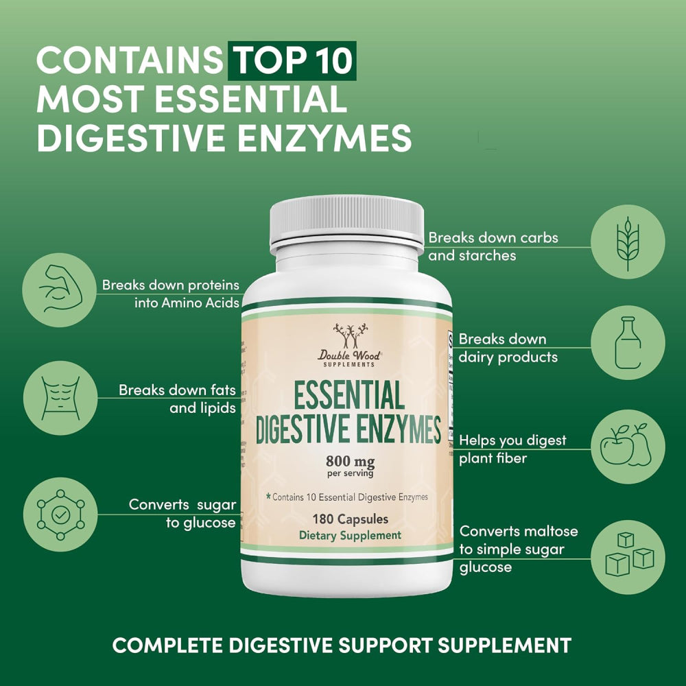 Double Wood Essential Digestive Enzymes 800mg 180 Caps