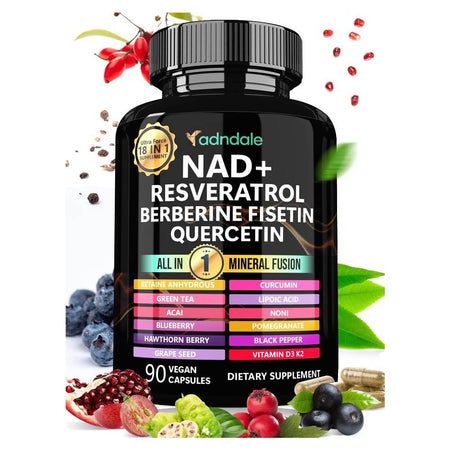 Adndale Nad+ Resveratrol Berberine Fisetin Quercetin 90 Veg Caps