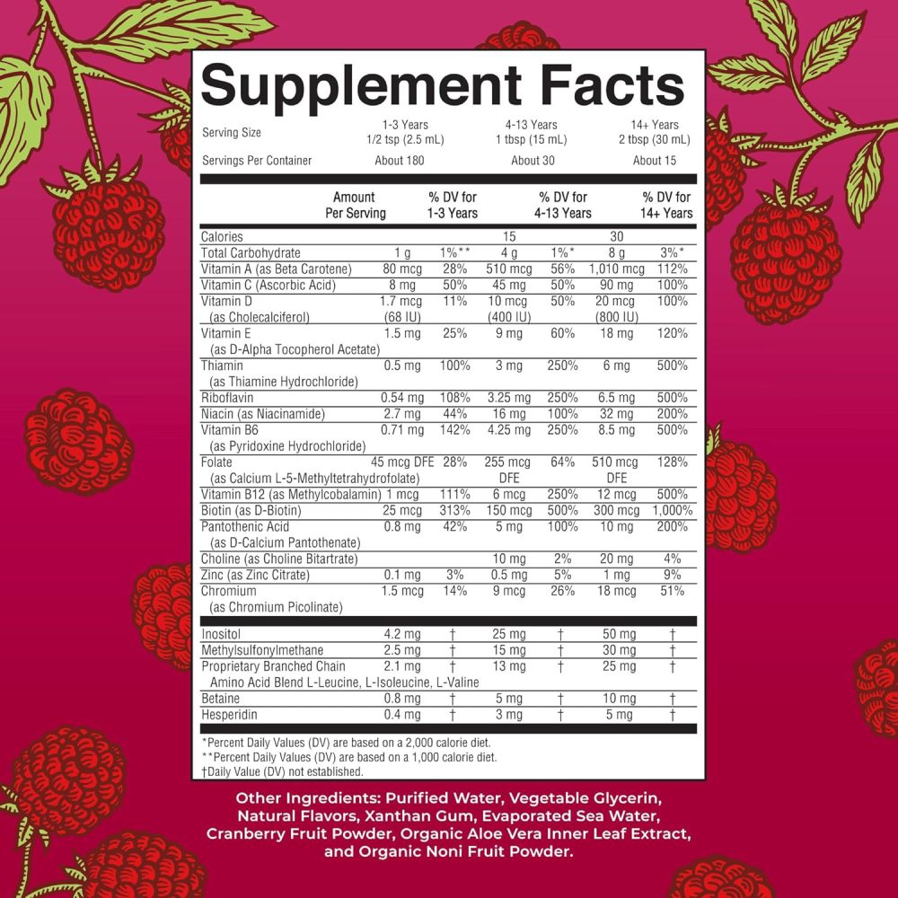 Mary Ruth's Liquid Morning Multivitamin 887 ml Raspberry Flavour