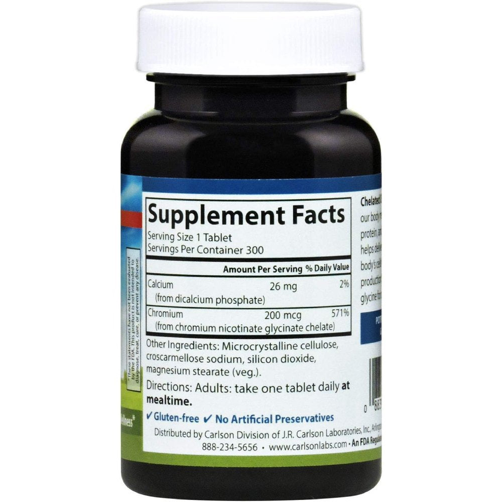 Carlson Chelated Chromium 200 mcg 300 tabs