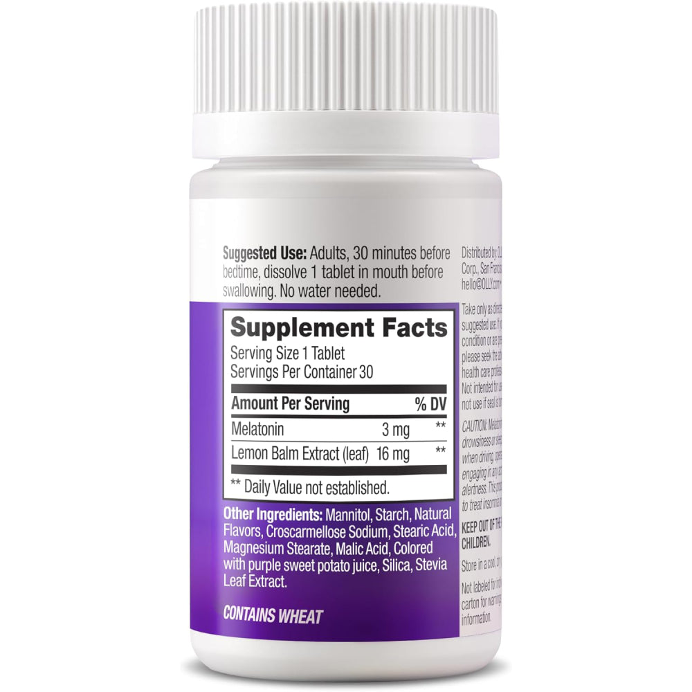 Olly Sleep 3mg + Lemon Balm 16mg 30 tabs fast dissolve strawberry flavor