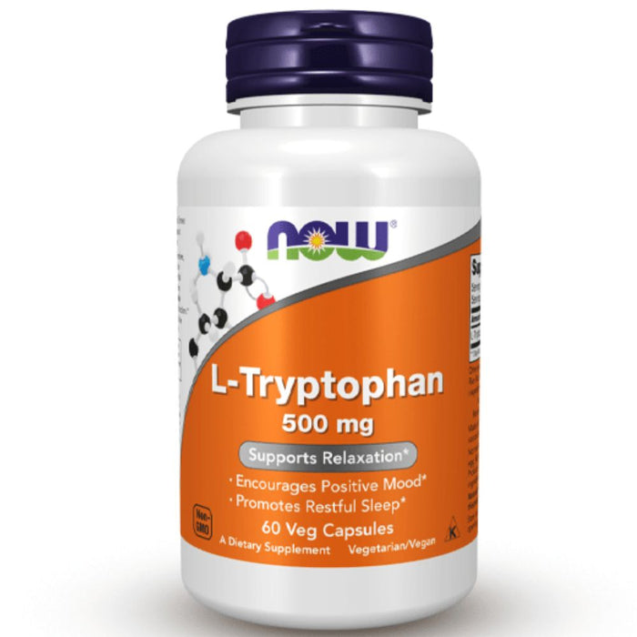 Nowfoods L-Tryptophan 500 mg, Supports Relaxation, Encourages Positive Mood, 60 Veg Capsules