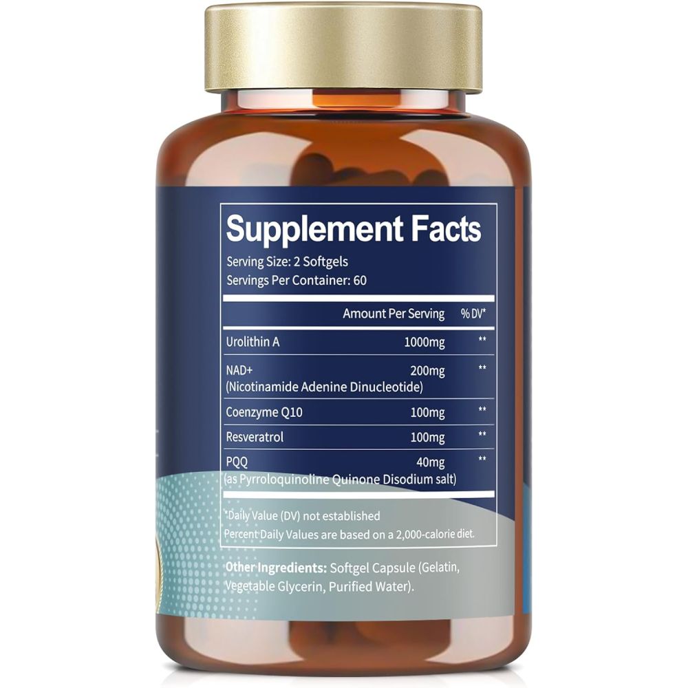 Totaria Urolithin A , NAD+ , CoQ10, Resveratrol & PQQ 120softgels