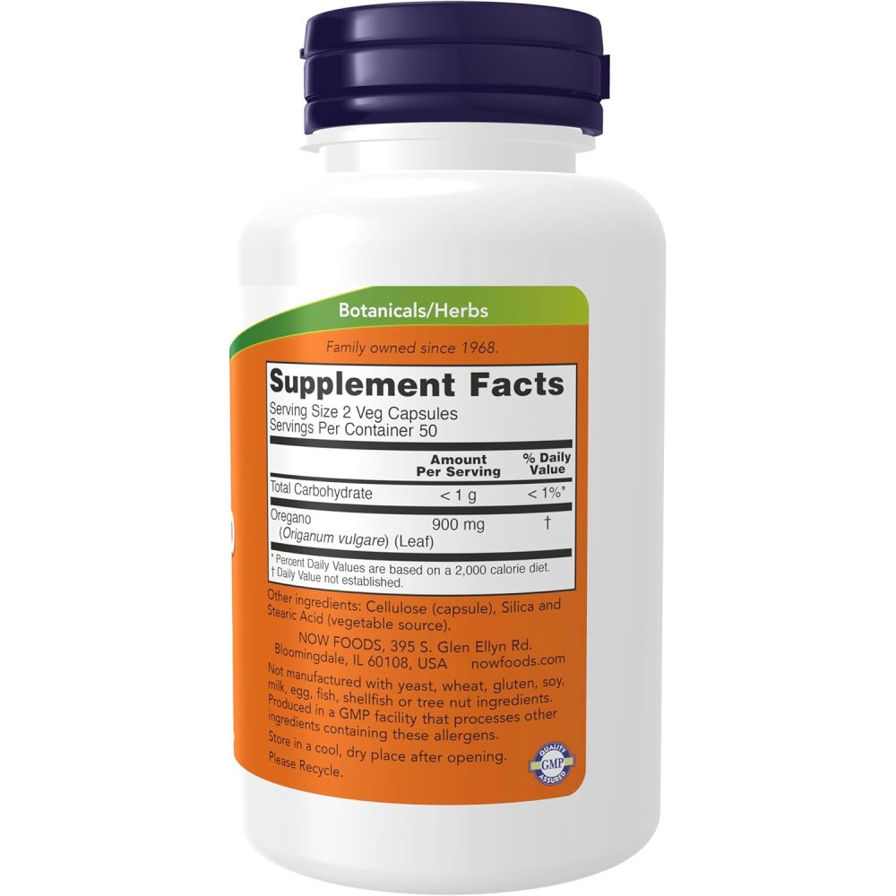 Nowfoods Oregano leaf 450mg 100 Veg Caps