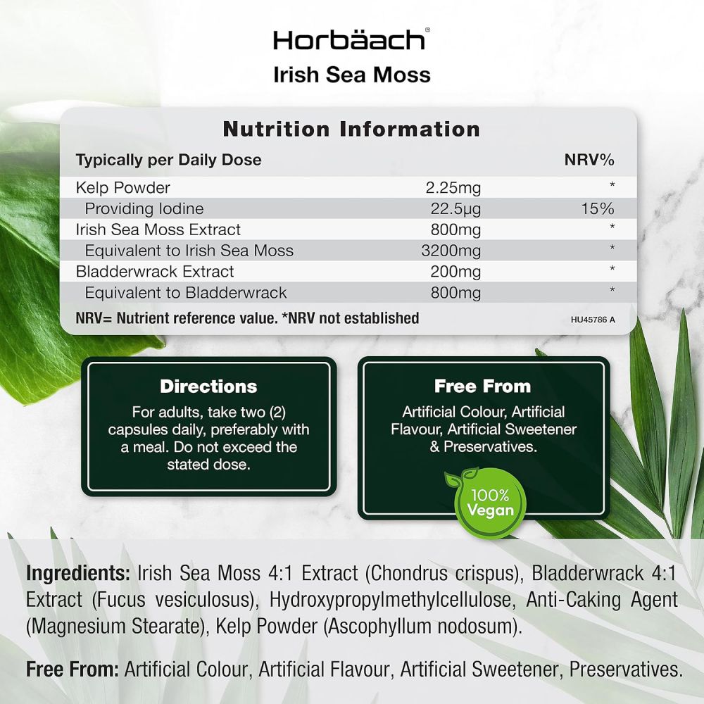Horbaach Irish Sea Moss & Bladderwrack 4000 mg 60 Veg Caps