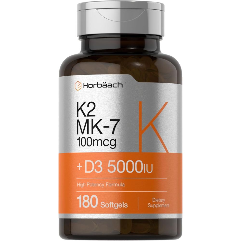 Horbaach K2 - MK7 100mcg + D3 5000IU 180 Softgels