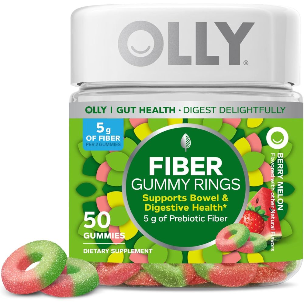Olly Fiber Gummy Rings 50 Gummies Berry Melon Flavoured