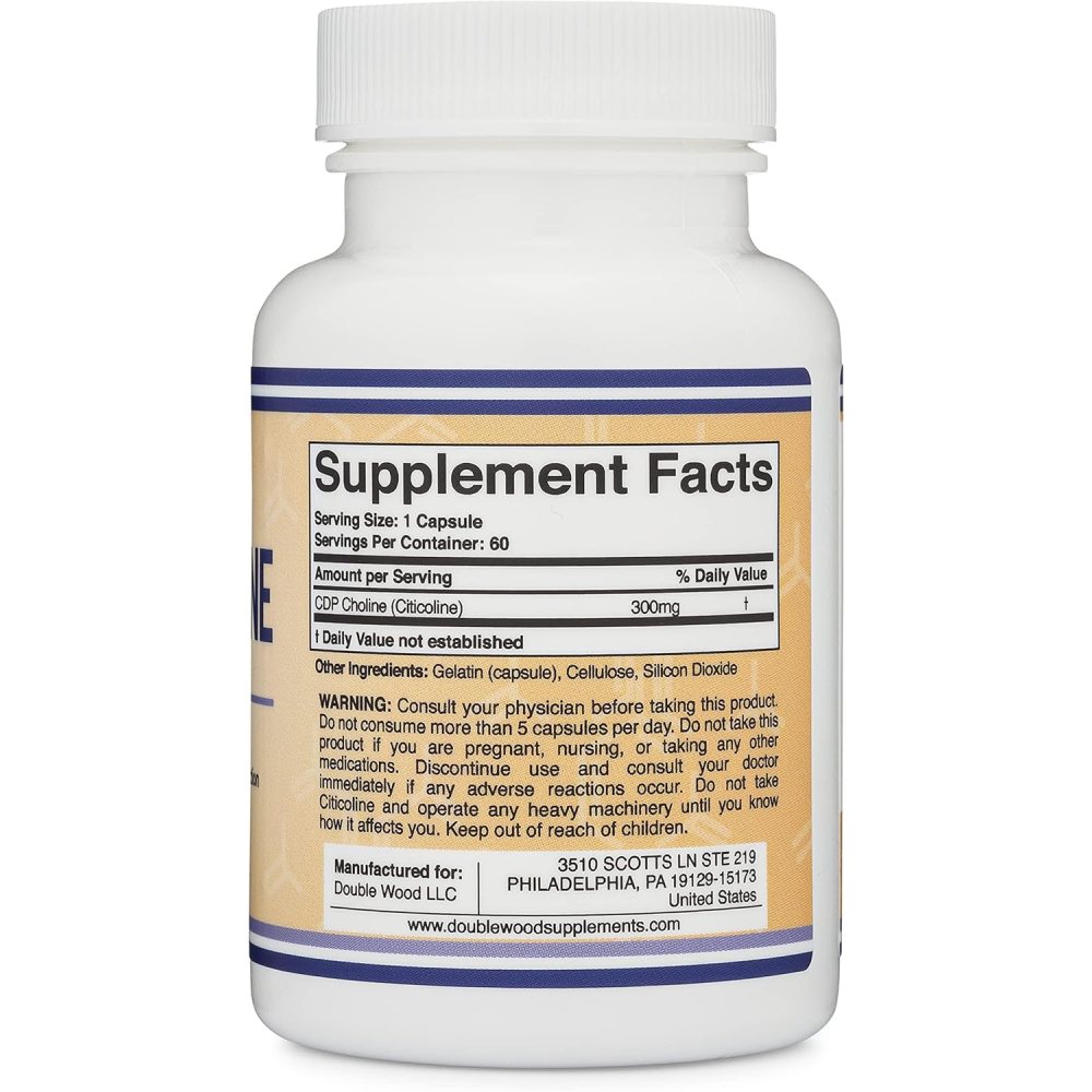 Double Wood CDP Choline 300 mg Support Healthy Choline Levels 60 Caps
