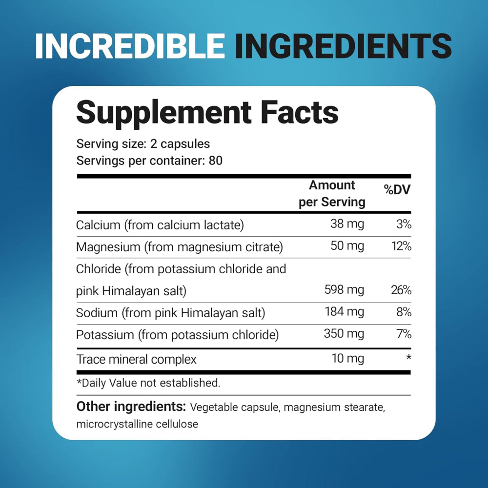 Dr Berg Electrolyte Replenishing Electrolytes and Trace Minerals for Liquids Balance in The Body 160 Caps