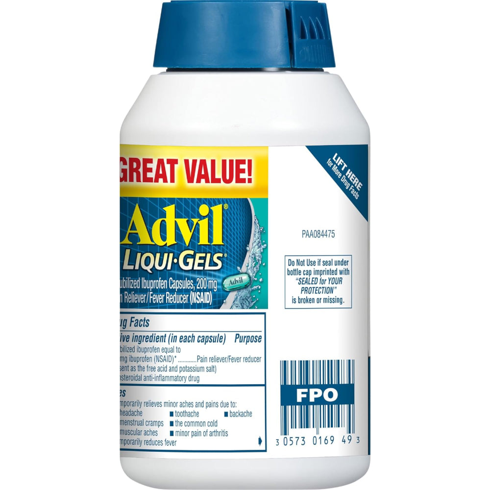 Advil Liqui Gels 200 mg Fast-acting Pain Relief 200 Liquid Filled Caps