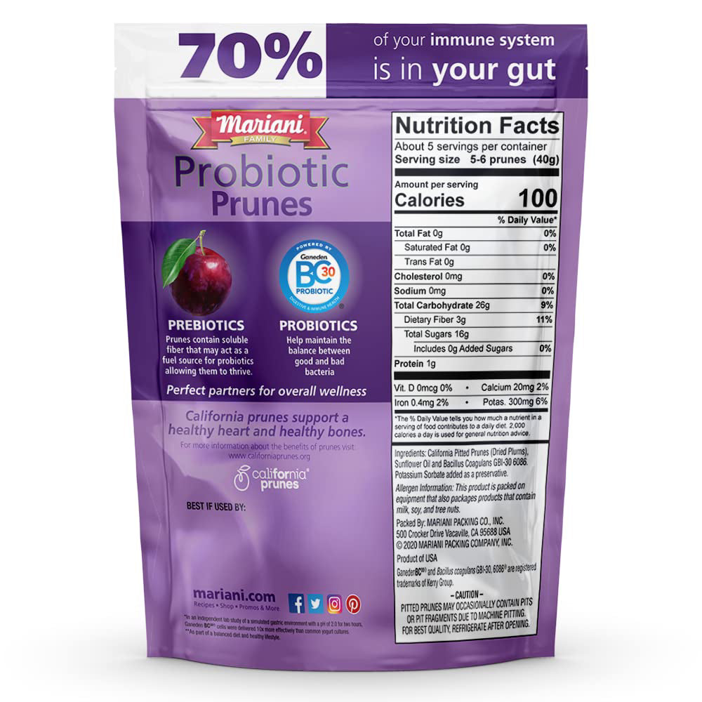 Mariani Probiotic Prunes Supports Digestive Health & Improves Digestion 198g Apple Flavour