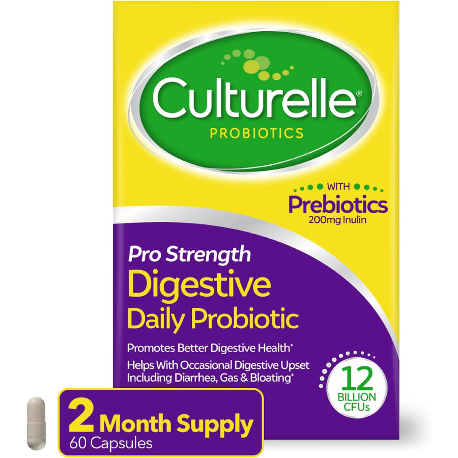 Culturelle Pro Strength Digestive Daily Probiotic 200 mg Inulin 12 Billion CFU Powerful Daily Digestive Support 60 Veg Caps