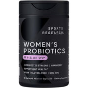 Sports Research sr Probiotics with Prebiotics & Cranberry | Women’s Probiotic Blend with 65 Billion CFU, Supports digestion & helps Cleanse the Urinary tract 30 Delayed-Release Veggie Caps