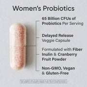 Sports Research sr Probiotics with Prebiotics & Cranberry | Women’s Probiotic Blend with 65 Billion CFU, Supports digestion & helps Cleanse the Urinary tract 30 Delayed-Release Veggie Caps