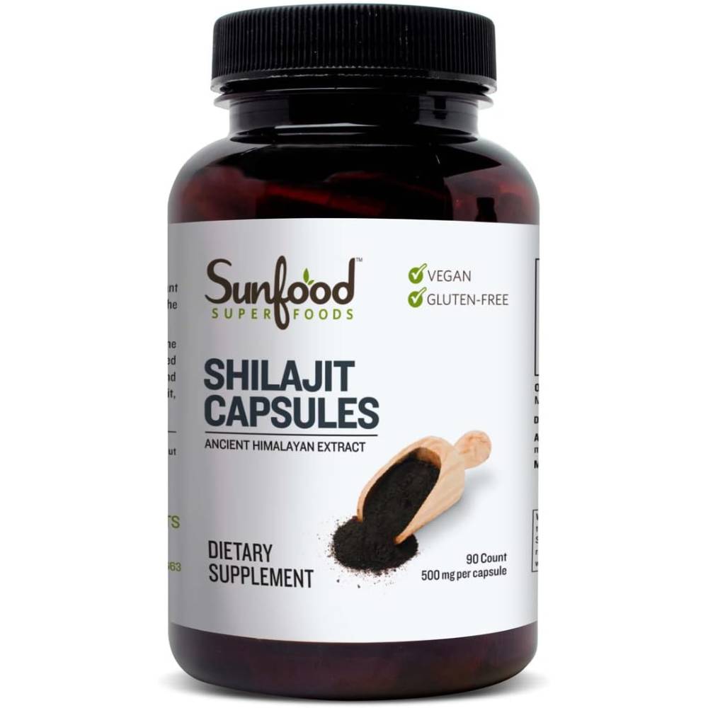 SunFood Raw Shiljit Capsules, 500 mg, 85+ Vitamins & Minerals, 90 Capsules