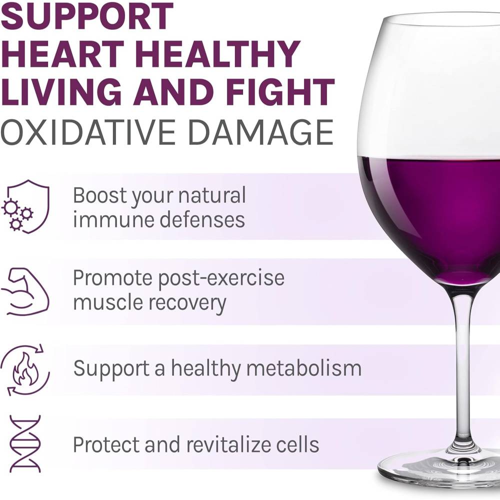 Reserveage Beauty Resveratrol 500mg Fights Signs of aging, a Powerful antioxidant & Supports Heart, Vascular Health 60 Veg Caps