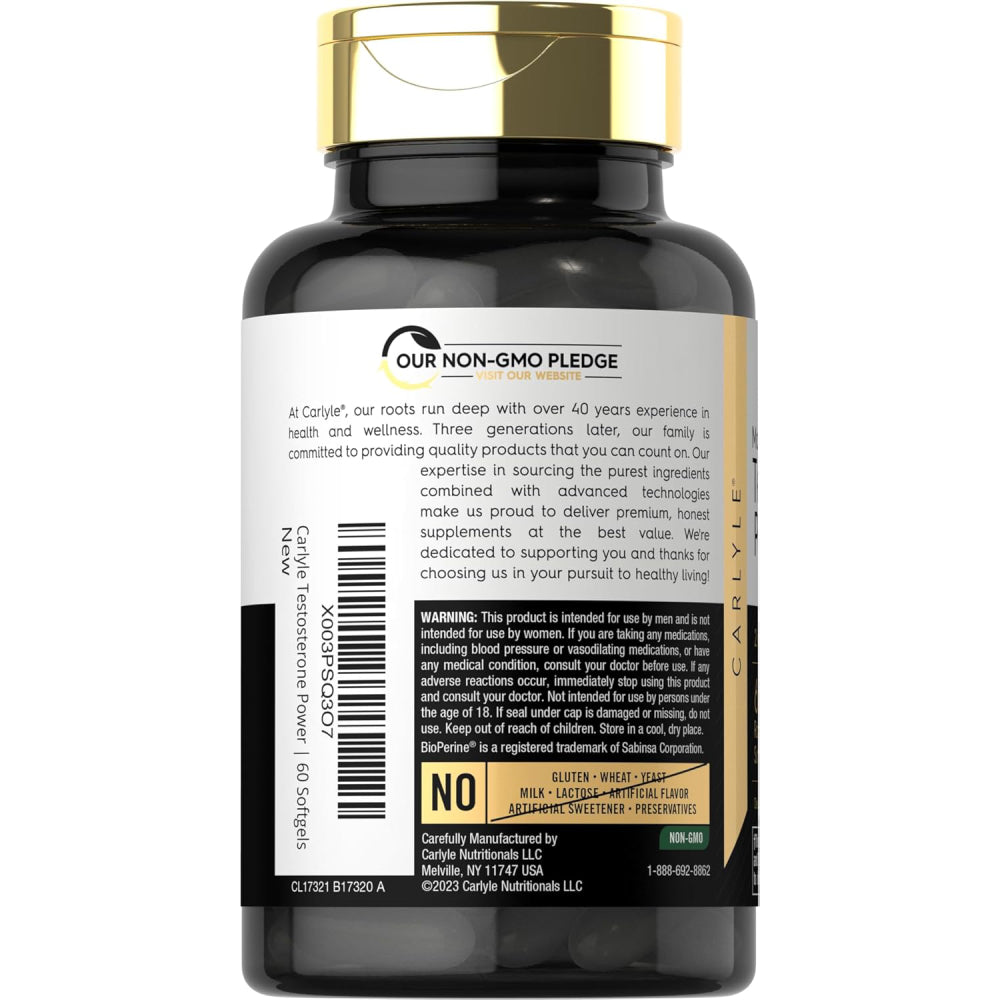 Carlyle Male Performance Testosterone Powerful Formula 60 Softgels