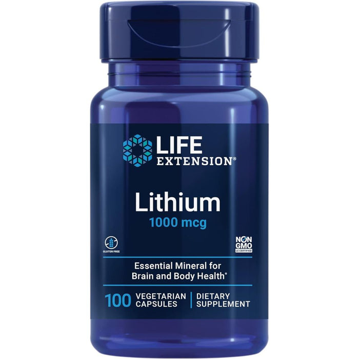 Life Extension Lithium 1000mcg Essential for Brain and Body Health 100 capsules