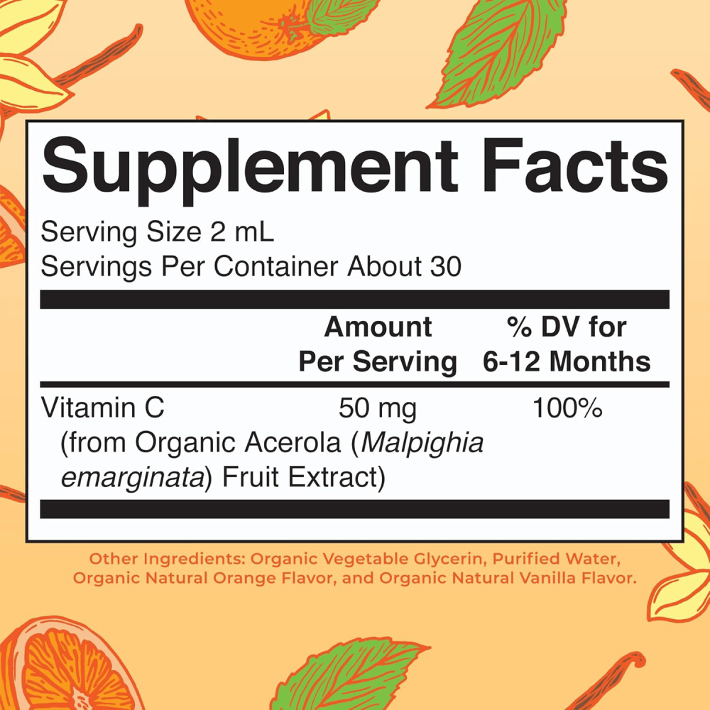 MaryRuth Organics Infant & Baby Vitamin C Supplement | USDA Organic Vitamin C Liquid Drops for Infants | Ages 6-12 Months | Immune Support | Overall Health | Vegan | Non-GMO | Gluten Free | 60 ml