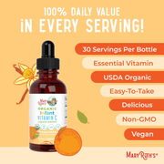 MaryRuth Organics Infant & Baby Vitamin C Supplement | USDA Organic Vitamin C Liquid Drops for Infants | Ages 6-12 Months | Immune Support | Overall Health | Vegan | Non-GMO | Gluten Free | 60 ml