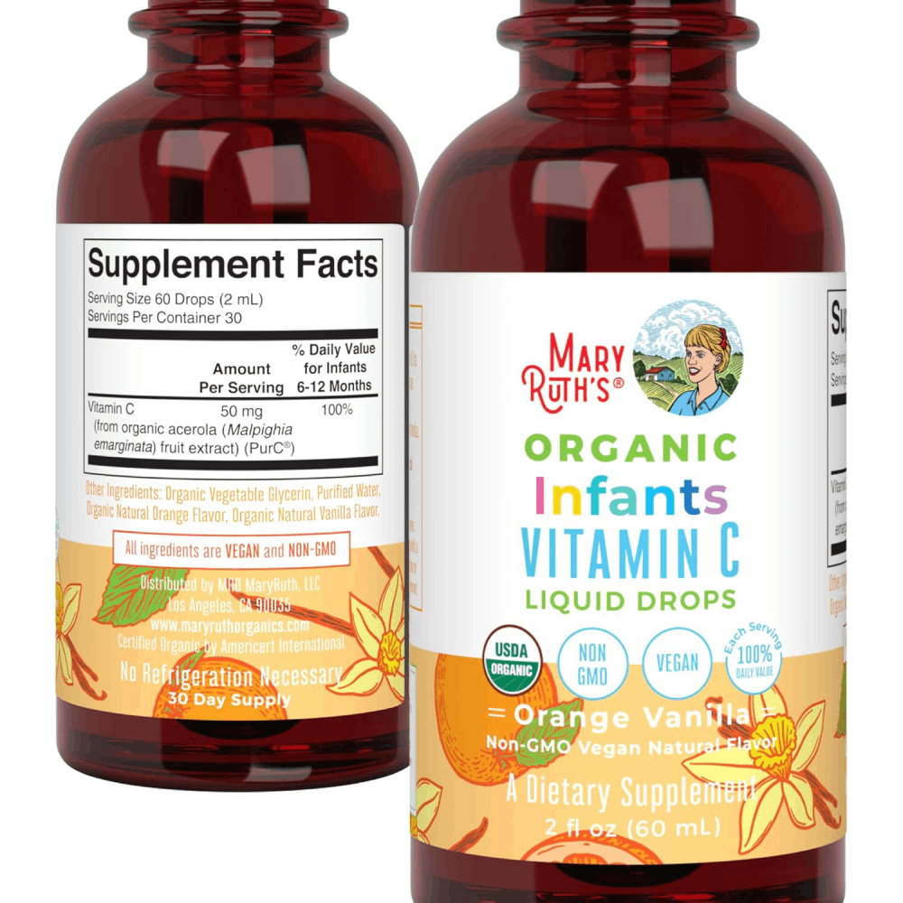 MaryRuth Organics Infant & Baby Vitamin C Supplement | USDA Organic Vitamin C Liquid Drops for Infants | Ages 6-12 Months | Immune Support | Overall Health | Vegan | Non-GMO | Gluten Free | 60 ml