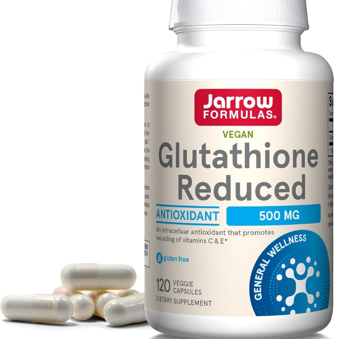 Jarrow Formulas Reduced Glutathione 500mg Powerful Antioxidant that Supports Liver Detoxification & Immune health 120 Capsules