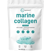 MicroIngredients Marine Collagen Peptides – Supports skin, joints, and hair – Wild caught fish source, hydrolyzed for high absorption, unflavored, keto & pescatarian friendly –454 g