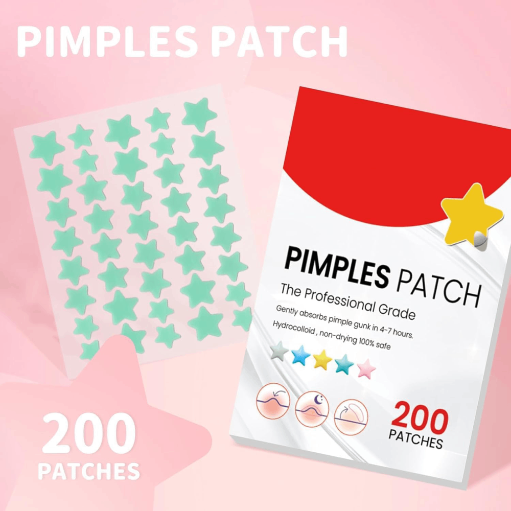 Jaysuing Pimple Patches Cute star-shaped hydrocolloid acne patches for covering zits and blemishes Gentle on skin 200 count.