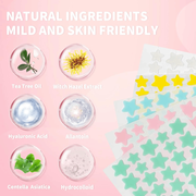 Jaysuing Pimple Patches Cute star-shaped hydrocolloid acne patches for covering zits and blemishes Gentle on skin 200 count.