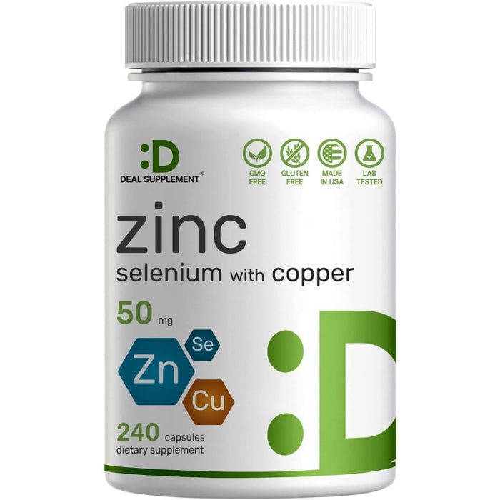 Deal Supplement Zinc Selenium With Copper 50mg To support immunity 240 Caps