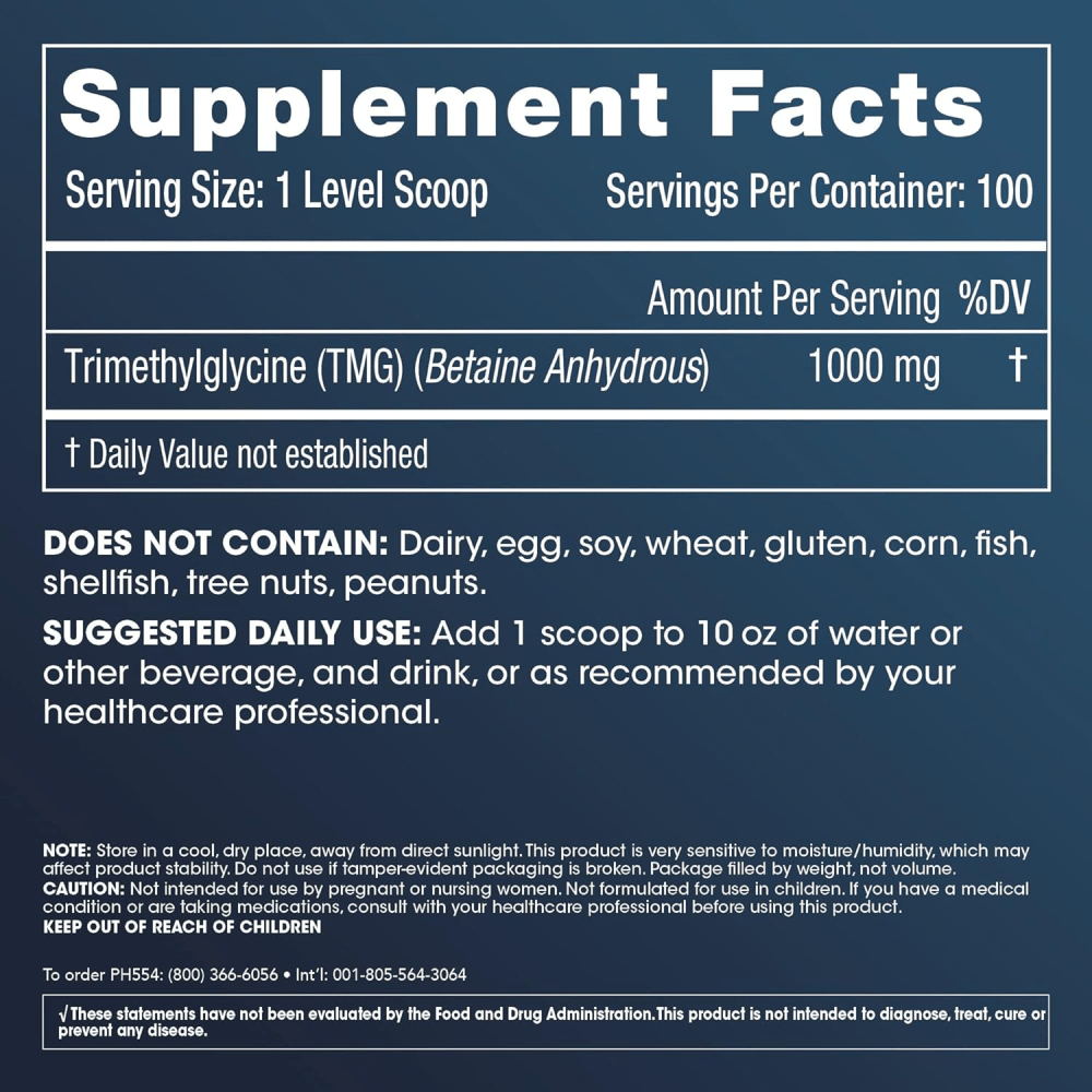 ProHealth Longevity Tmg Pro Pure Powder1000mg Supports Methylation, Heart Health, and Liver Function 100g