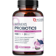 Nature Target Women's Probiotics 100 Billion CFU 500mg Prebiotic Formula for Women’s Digestive, Immune & Vaginal Health 90 Veg Caps