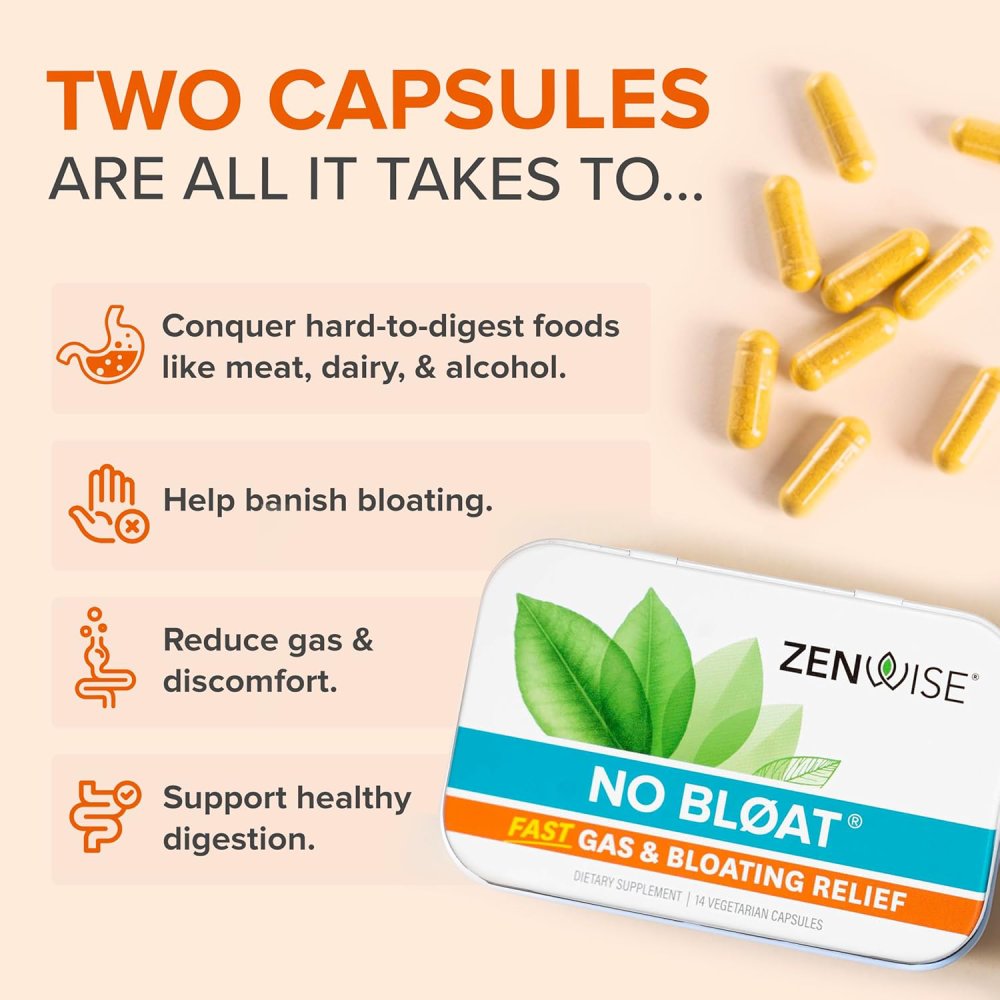 Zenwise No Bloat Fast Gas & Bloating Relief 14 Veg Caps