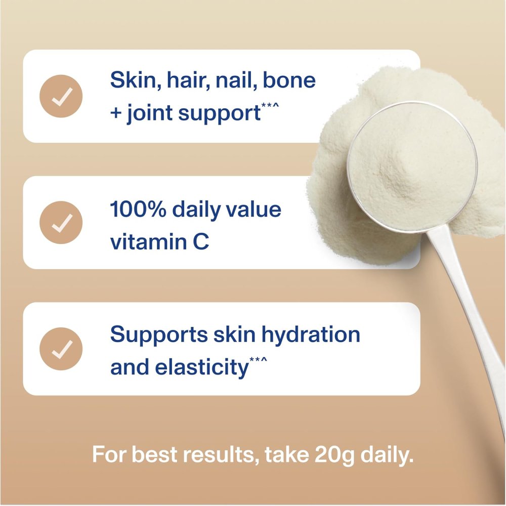 Vital Protein Collagen Peptides Advanced With Hyaluronic Acid & Vitamin C Vanilla Flavor for Healthy Skin + joint support, 598g