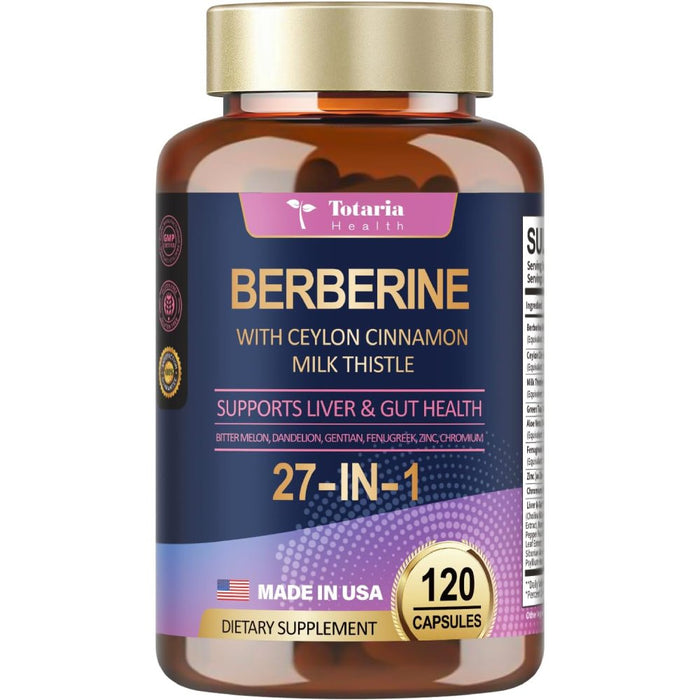 Totaria Berberine with Ceylon Cinnamon Milk Thistle Supports Liver & Gut Health 120 Caps