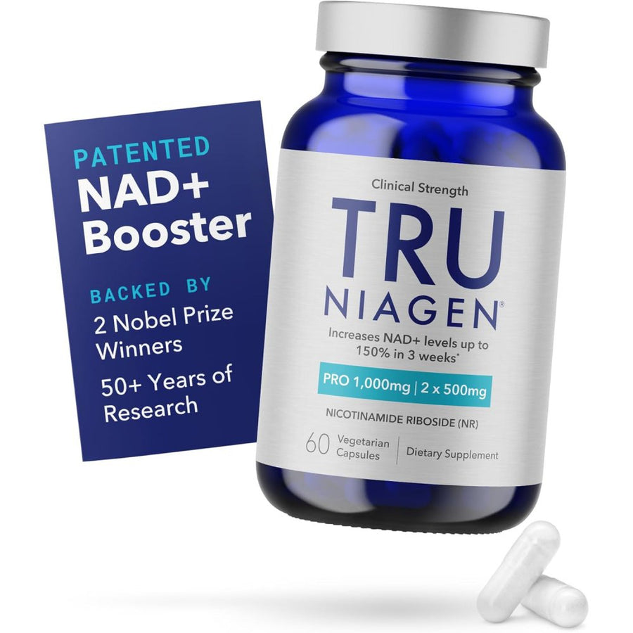 Tru Niagen Pro NAD+ Advanced Cellular Energy, Brain, and Anti-Aging Support 1000mg 60 Veg Caps