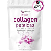 MicroIngredients Multi Collagen Peptides with Biotin & Vitamin C & Hyaluronic Acid Supports skin elasticity, joint mobility, bone strength, and overall body repair 907 Unflavored