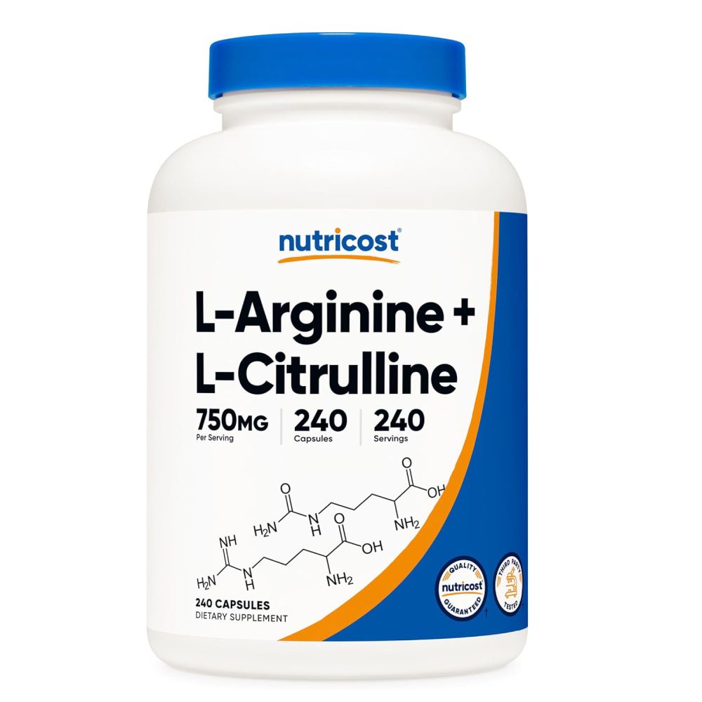 Nutricost L Arginine + L Citrulline 750mg 240 Caps