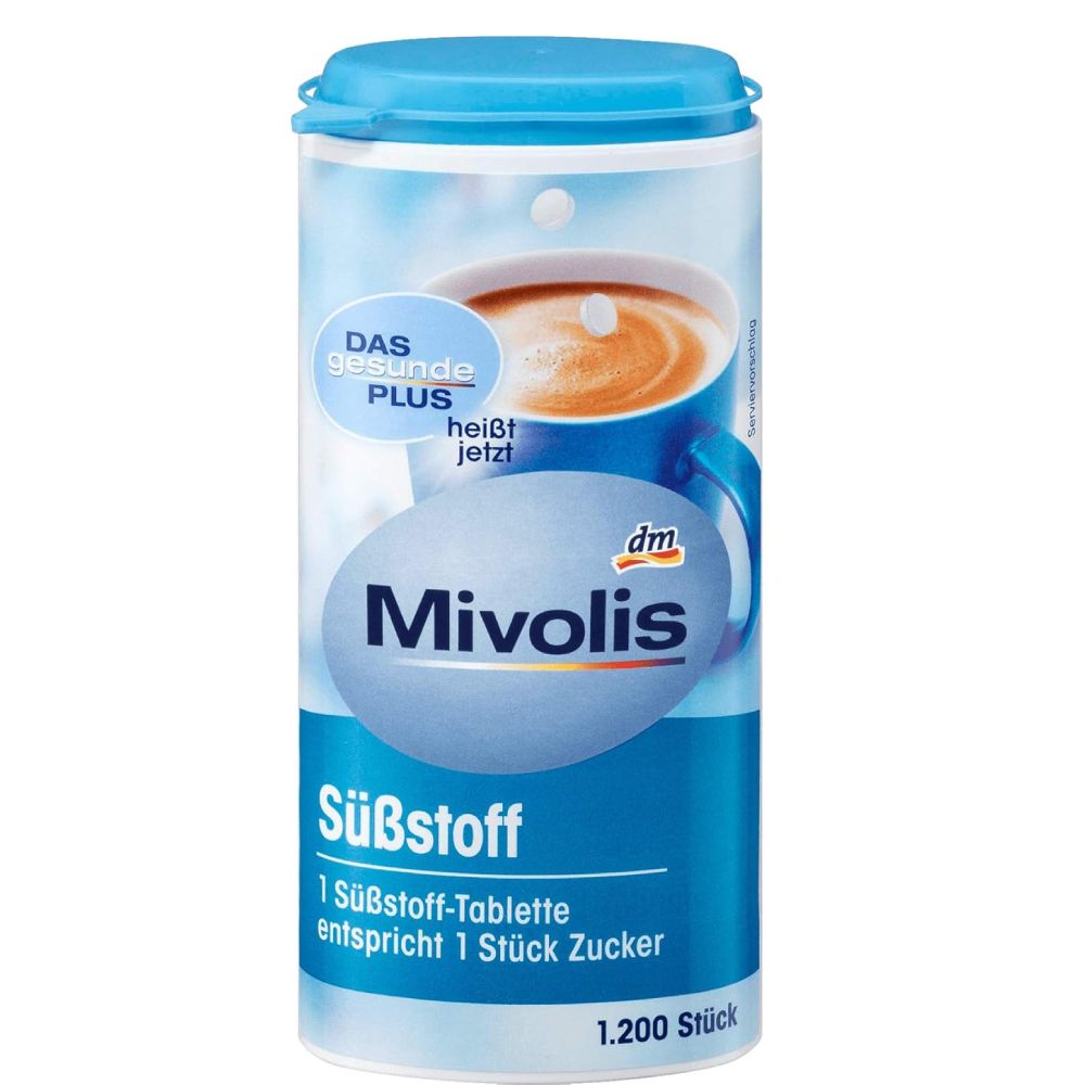 Mivolis Vegan Diet Sugar Tablets 1200 Count – German-Made Sweetener Low Calorie Sugar Substitute – Ideal for Keto, Diabetics & Weight Management – Easy Dispensing