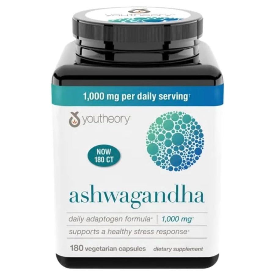 Youtheory Ashwagandha Helps Reduce Stress 180 Veg Capsules