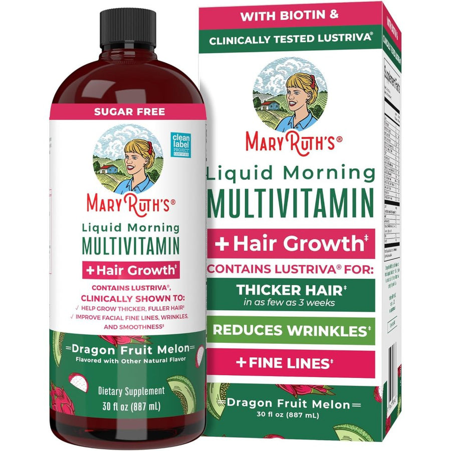 Mary Ruth's Liquid Morning Multivitamin + Hair Growth 887 ml Dragon Fruit Melon Flavour