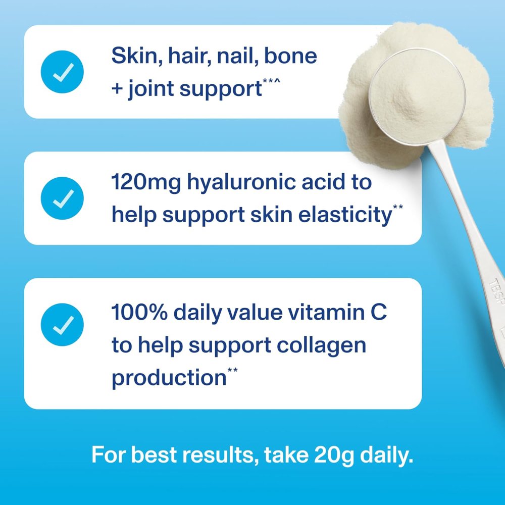 Vital Protein Collagen Peptides Advanced with Hyaluronic Acid & Vitamin C Support Healthy Skin, Hair, Nails, Joints, and Bones with This Premium Unflavoured 265g