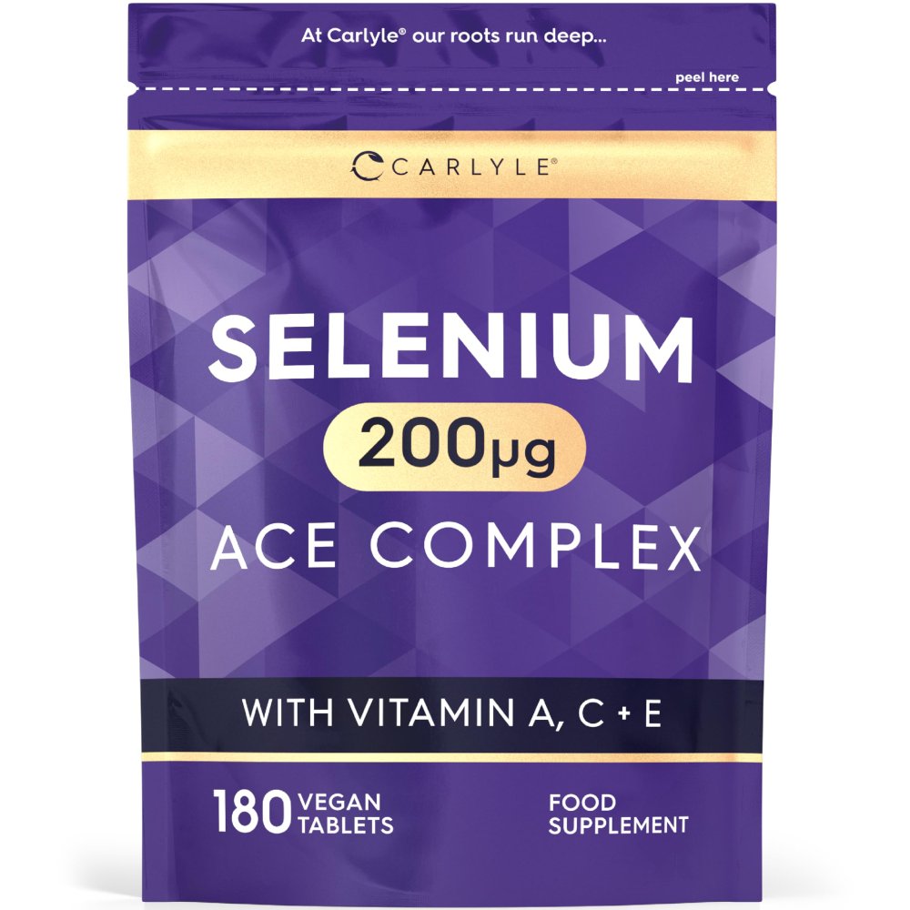 Carlyle Selenium 200mg Immune Support • Antioxidant Protection Ace Complex With Vitamins A & C +E 180 Veg Tablets