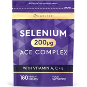 Carlyle Selenium 200mg Immune Support • Antioxidant Protection Ace Complex With Vitamins A & C +E 180 Veg Tablets