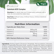 Carlyle Selenium 200mg Immune Support • Antioxidant Protection Ace Complex With Vitamins A & C +E 180 Veg Tablets