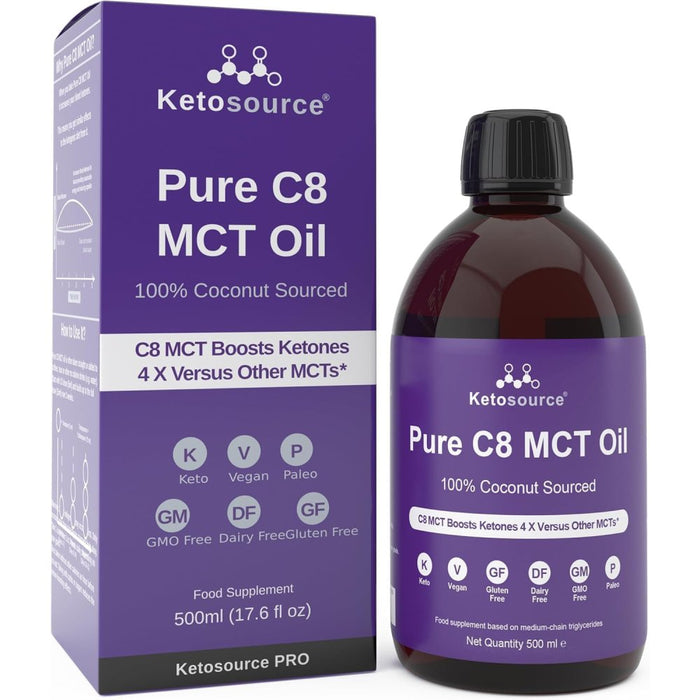 Ketosource Pure C8 Mct Oil For Instant Energy, Mental Focus & Fat Burning 500ml