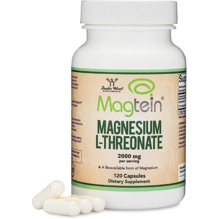 Double Wood Magnesium L Threonate 2000mg To Enhance Mental Clarity, Reduce Brain Fog, and Promote Relaxation and Sleep 120 Capsules